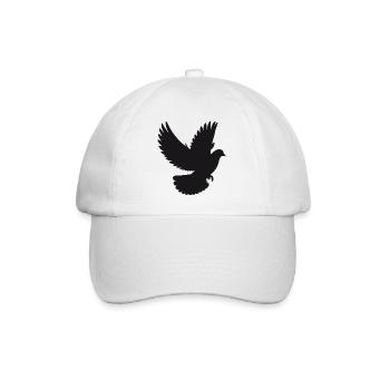 Friedvolle Taube im Flug – Silhouetten-Stil - Baseballkappe - Weiß/Weiß - Vorne