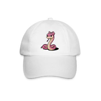 Pink Bow Snake Cartoon - Baseball Cap - white/white - Front