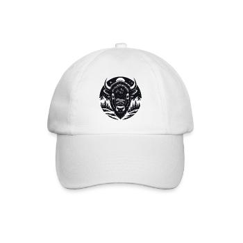 Bison portrait proud bison bull - Baseball Cap - white/white - Front