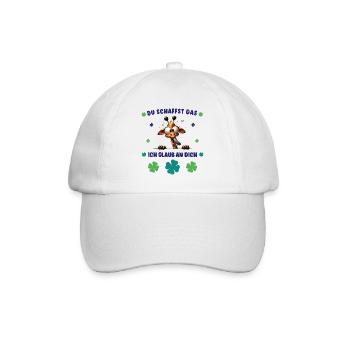 Du schaffst das! Glücksbringer Crazy Giraffe - Baseballkappe - Weiß/Weiß - Vorne