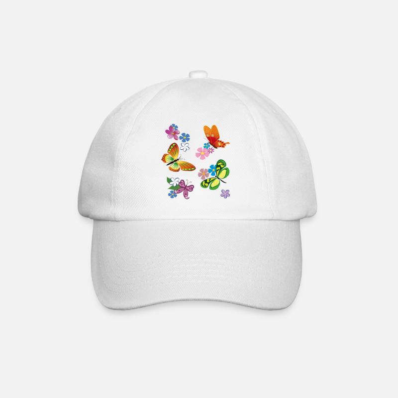Blüten, Flowers, Schmetterling - Baseballkappe - Weiß/Weiß
