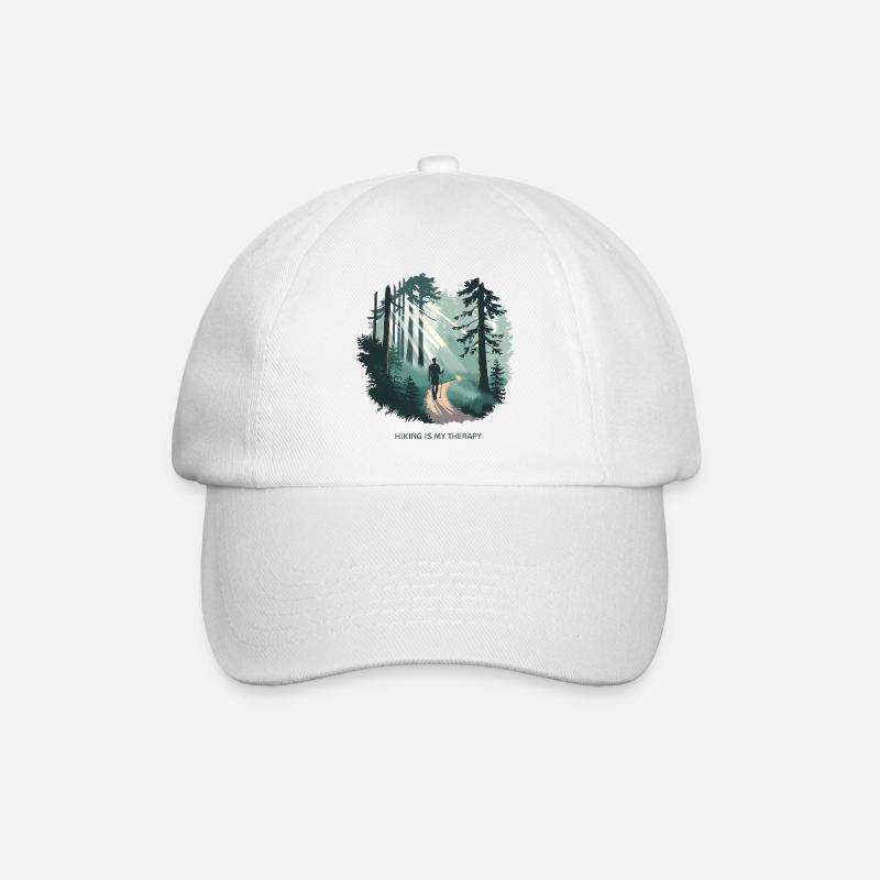 Hiking is My Therapy – Natur & Wald - Baseballkappe - Weiß/Weiß