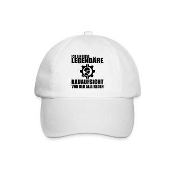 Bauleitung Baustelle Bauleiter Bauaufsicht - Baseballkappe - Weiß/Weiß - Vorne