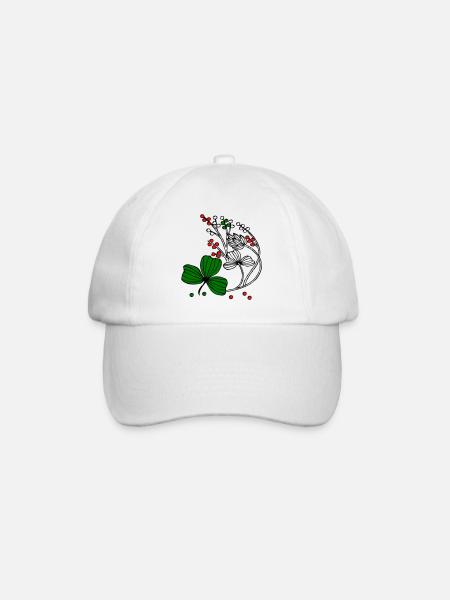 Wildblumen mit roten und grünen Beeren - Baseballkappe - Weiß/Weiß