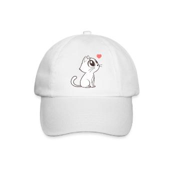 Adorable cat with pink hearts - Baseball Cap - white/white - Front