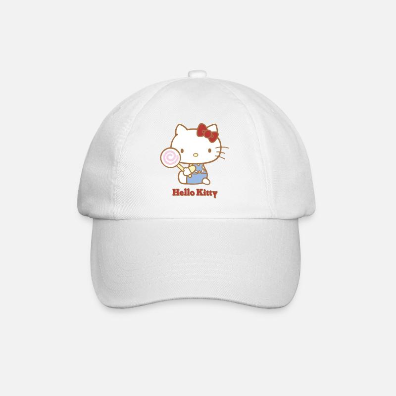 Hello Kitty Mit Einem Lollipop - Baseballkappe - Weiß/Weiß