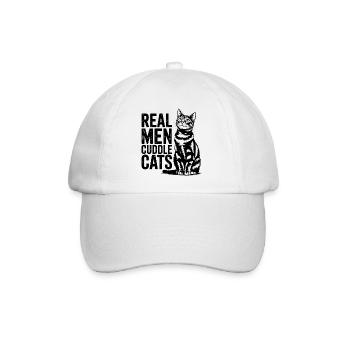 Echte Männer kuscheln Katzen! Katzen Papa Kitten - Baseballkappe - Weiß/Weiß - Vorne