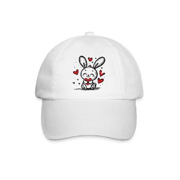 Liebeshase voller Herzen - Baseballkappe - Weiß/Weiß - Vorne