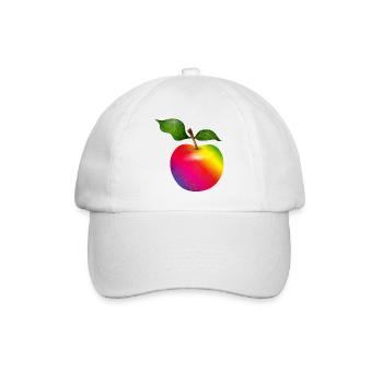 Pomme arc-en-ciel colorée avec des feuilles Illustration - Casquette classique - blanc/blanc - Devant