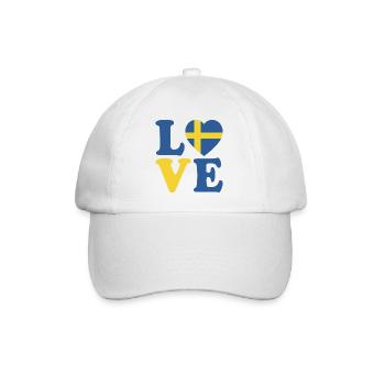 Schwarz-weiße schwedische Flagge herzförmiges Design - Baseballkappe - Weiß/Weiß - Vorne