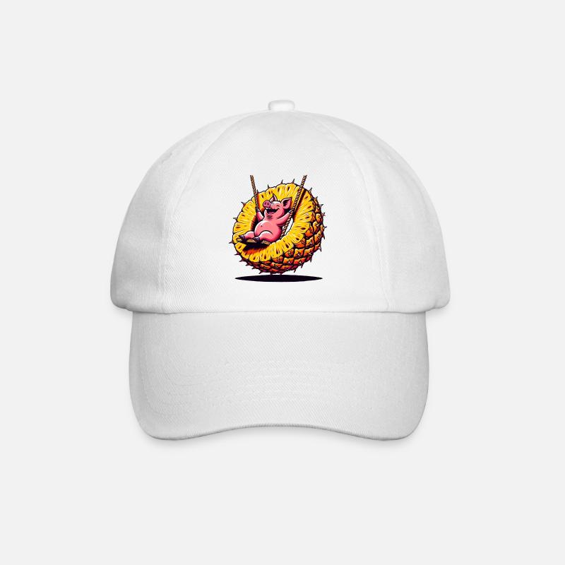 Ananas Schaukel Schweinchen - Baseballkappe - Weiß/Weiß