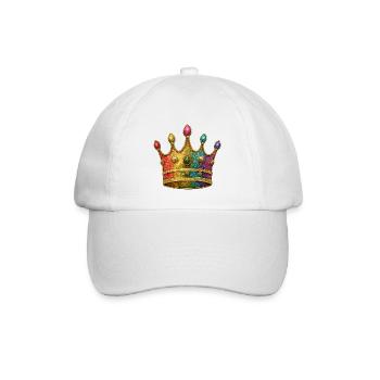 Lebendiges Regenbogen-Königskronen-Design - Baseballkappe - Weiß/Weiß - Vorne