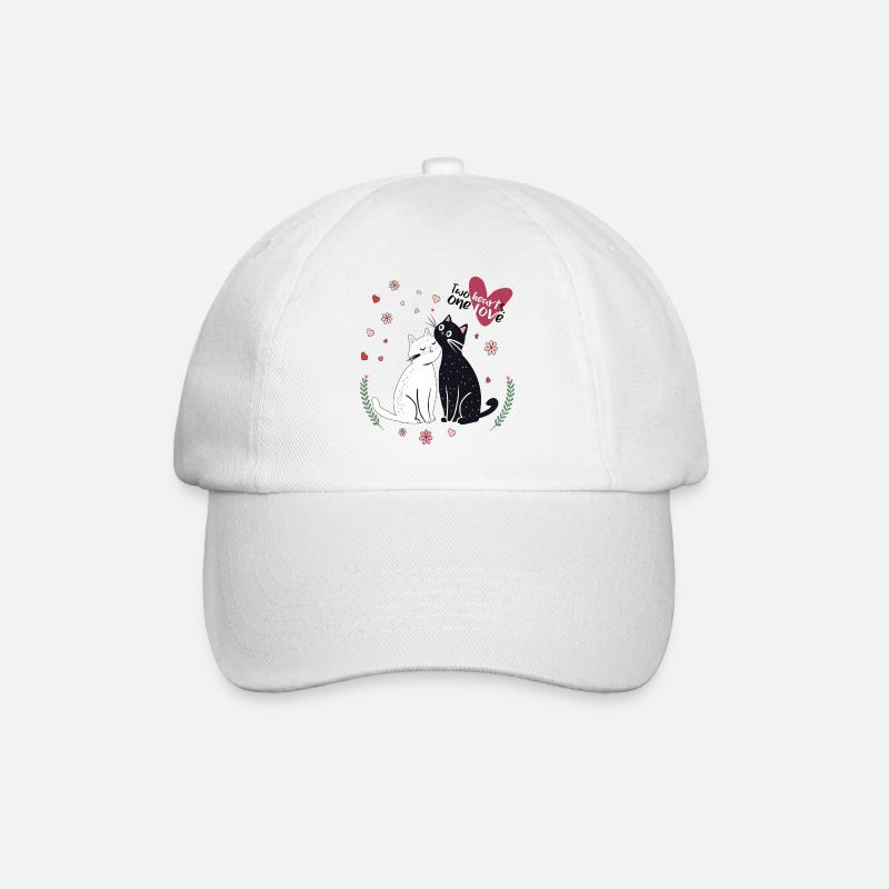Verspielte Katzen mit Herzen - Baseballkappe - Weiß/Weiß