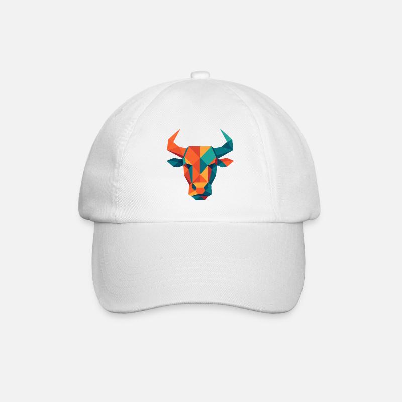 Stier | Stierkopf Print / Druck / Design - Baseballkappe - Weiß/Weiß