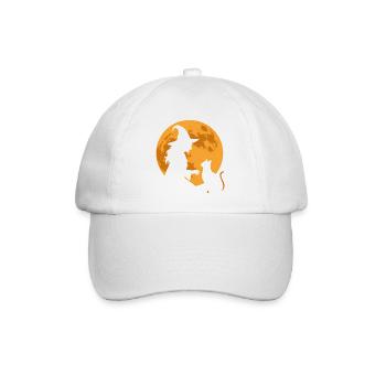 Mondzauber Hexe und Katze Silhouette - Baseballkappe - Weiß/Weiß - Vorne