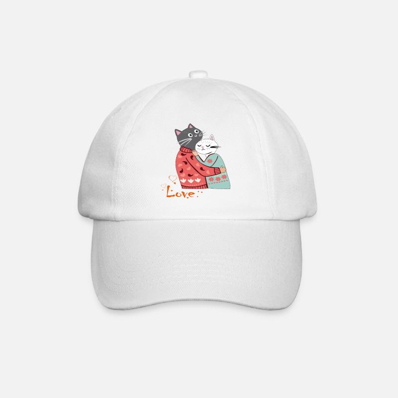 Katzen verliebt - Baseballkappe - Weiß/Weiß