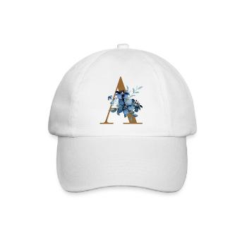 Floral A – Golden Letter with Flowers - Baseball Cap - white/white - Front