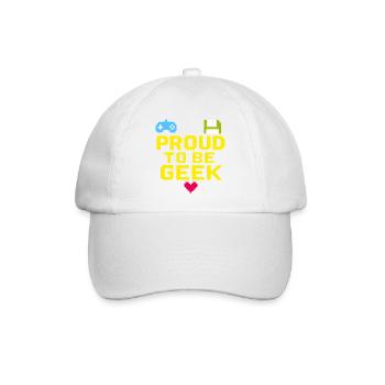 Stolzer Retro-Pixel-Geek - Baseballkappe - Weiß/Weiß - Vorne