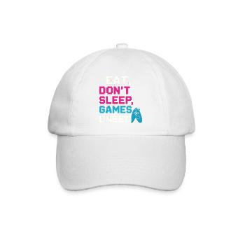 Manger, Ne dors pas, Jeux dont j’ai besoin - Casquette classique - blanc/blanc - Devant