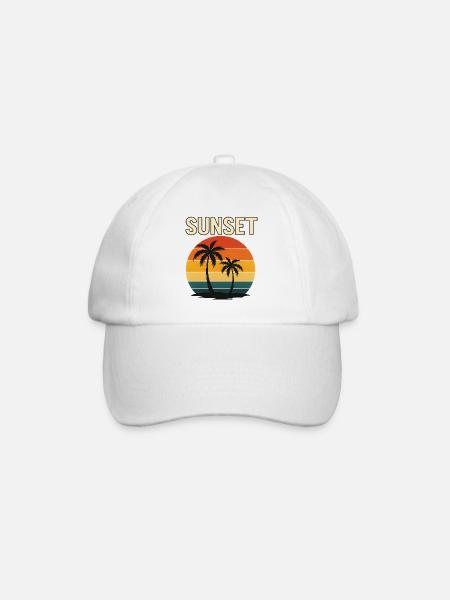 Sunset Palm Retro Glow - Baseballkappe - Weiß/Weiß