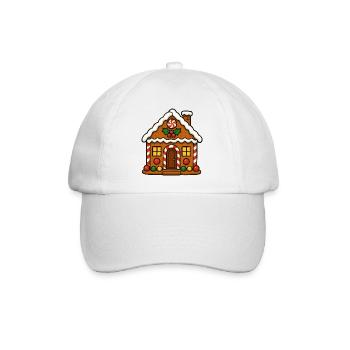 Gingerbread house with candy cane motif - Baseball Cap - white/white - Front