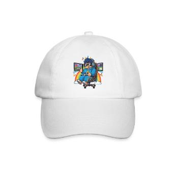 Cool streamer playing games - Baseball Cap - white/white - Front