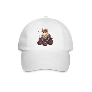 Alpaca Llama Tractor Farmer - Baseball Cap - white/white - Front