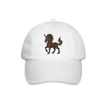 Lava-Dämonen-Einhorn mit leuchtenden Feuerknallen - Baseballkappe - Weiß/Weiß - Vorne