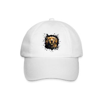 Golden Retriever Pop Art Face - Baseball Cap - white/white - Front