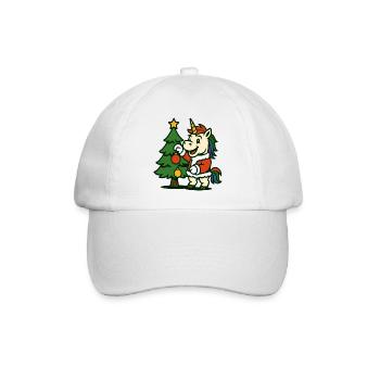 Santa Licorn décorant l’art du sapin de Noël - Casquette classique - blanc/blanc - Devant
