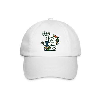 La mascotte de football licorne effectuant un coup de bicyclette - Casquette classique - blanc/blanc - Devant