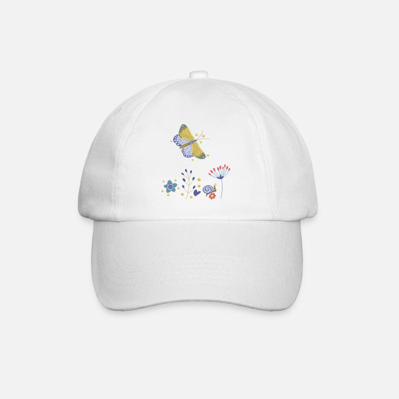 Schmetterling Blumenmosaik - Baseballkappe - Weiß/Weiß
