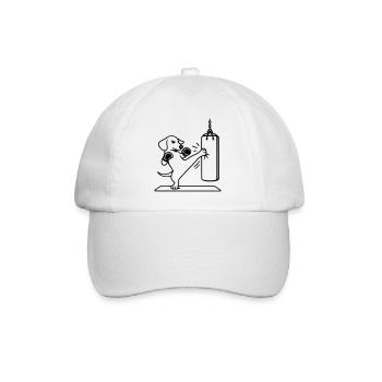 kickboxen boxen hund dackel - Baseballkappe - Weiß/Weiß - Vorne