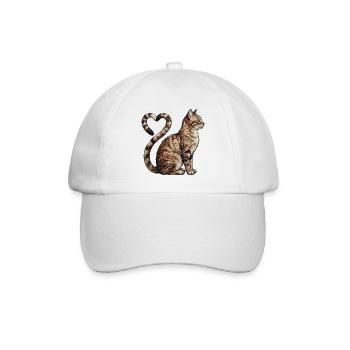 Katzenliebe im bestickten Look (gedruckt) - Baseballkappe - Weiß/Weiß - Vorne