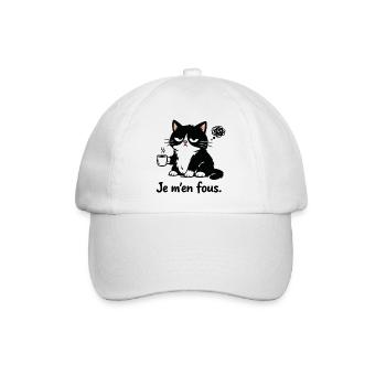Je m’en fous – Chat blasé et café humour  - Casquette classique - blanc/blanc - Devant