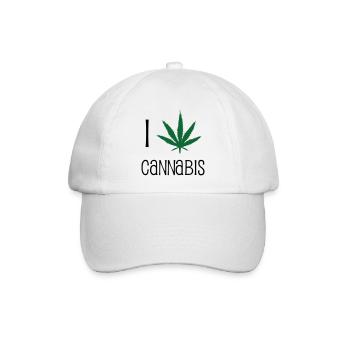 J'aime le cannabis - Casquette classique - blanc/blanc - Devant