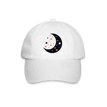 Moon and Stars Moon Star Pattern of Night Motif - Baseball Cap - white/white - Front