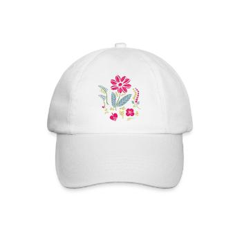 Floral ornament with leaves - Baseball Cap - white/white - Front