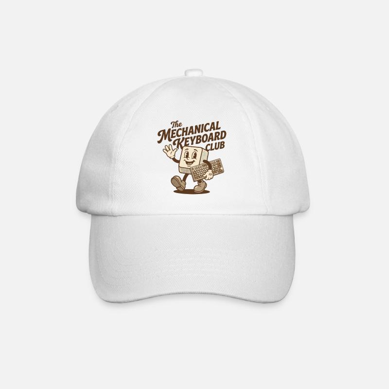 Mechanical Keyboard Club – Retro Mascot Design - Baseballkappe - Weiß/Weiß