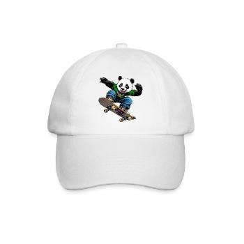 Pandabär Skateboarder - Baseballkappe - Weiß/Weiß - Vorne