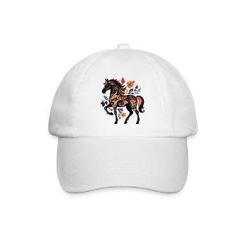 Ornamental horse with leaf patterns - Baseball Cap - white/white - Front
