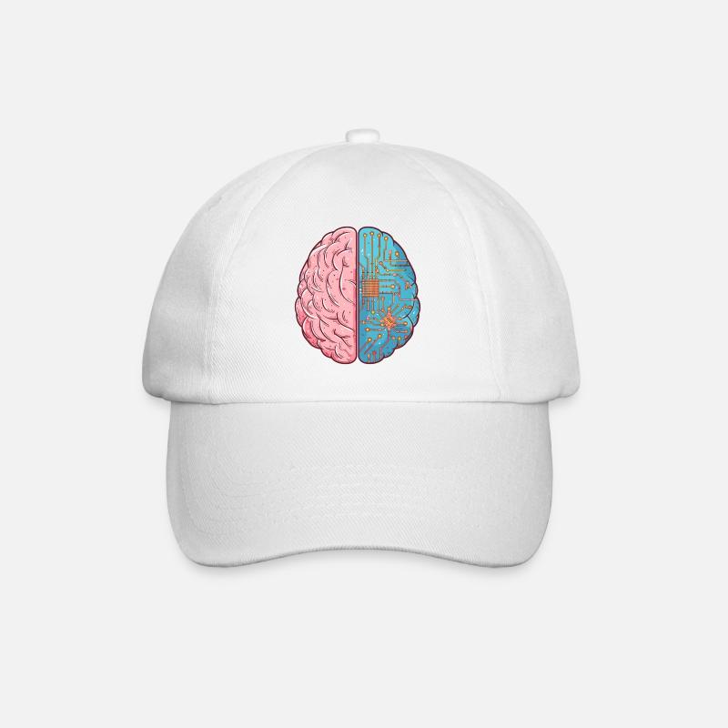 Human Intelligence meets AI – Brain Tech Design - Baseballkappe - Weiß/Weiß