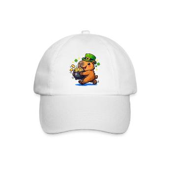 Niedliches Wasserschwein St. Patricks Day Gold - Baseballkappe - Weiß/Weiß - Vorne