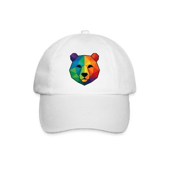 Bunte Pop-Art-Low-Poly-Bär - Baseballkappe - Weiß/Weiß - Vorne