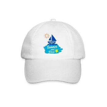 Summer and Sea - Sommerdesign  - Baseballkappe - Weiß/Weiß - Vorne