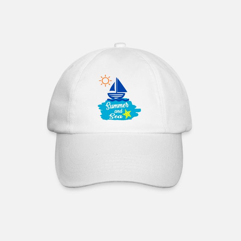 Summer and Sea - Sommerdesign  - Baseballkappe - Weiß/Weiß