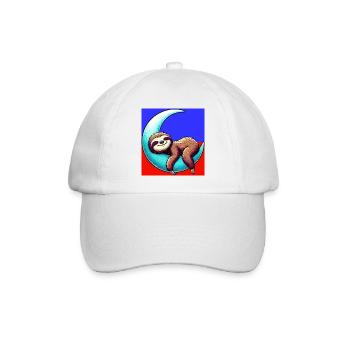 Sloth sleeps on the Moon - Baseball Cap - white/white - Front