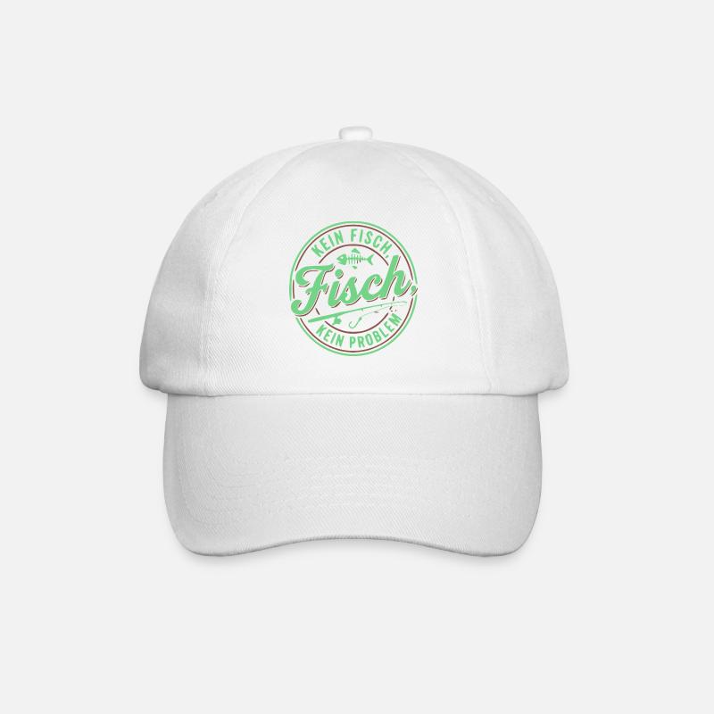 Pas de poisson, pas de problème, t-shirt de pêcheur, sweat à capuche - Casquette classique - blanc/blanc