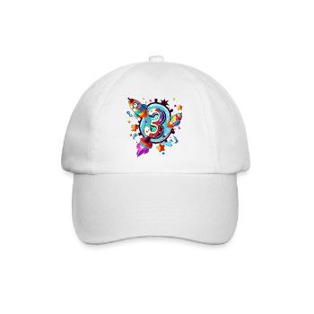 3rd Birthday Rocket Art - Baseball Cap - white/white - Front