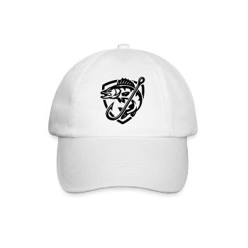 Hecht Fisch Angeln Symbol - Baseballkappe - Weiß/Weiß - Vorne